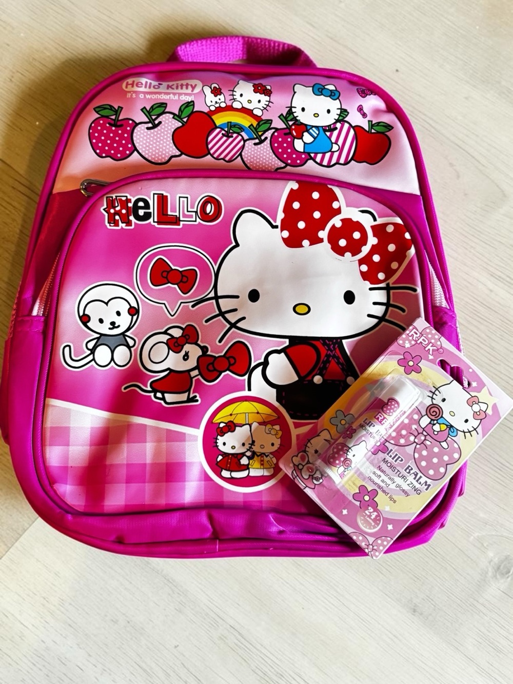 Hello‎ Kitty Mini Pink Girls Backpack and Pink Hello Kitty Lip Balm